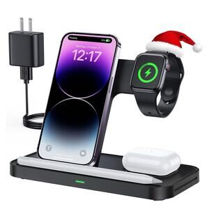 4-in-1 Charging Station for iPhone: Wireless Charger for iPhone Samsung-Sealed
